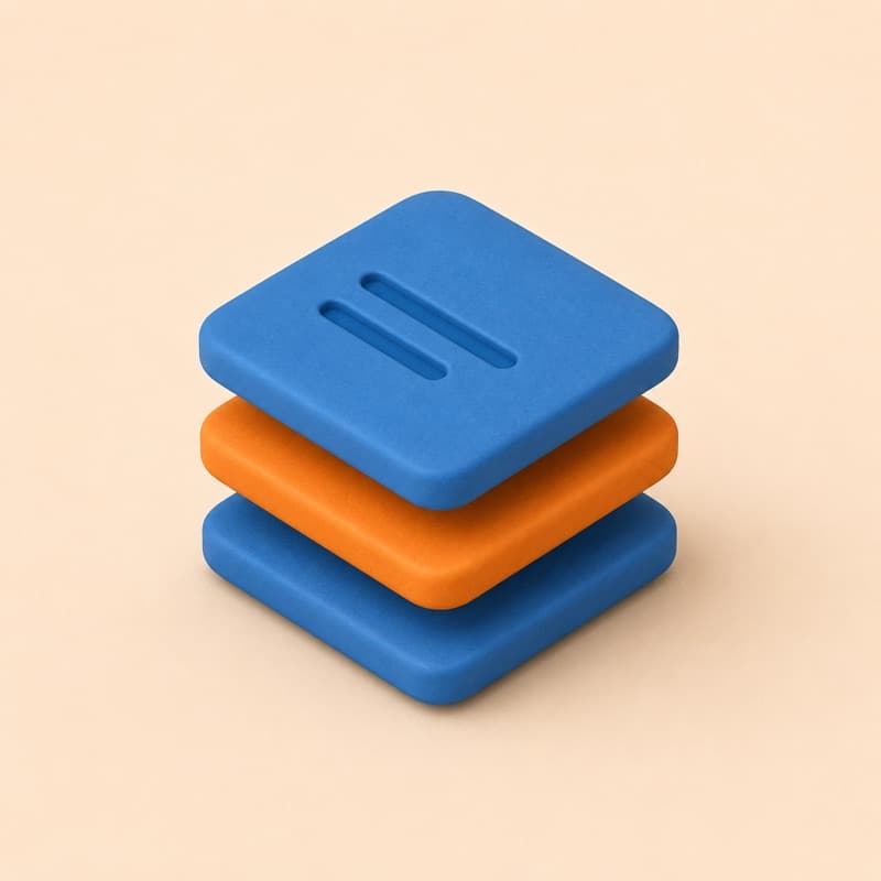 Clay render of stacked code layers